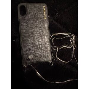 Bandolier iPhone XS Max  Sarah wallet case &
Silvertone snake jewelry chain